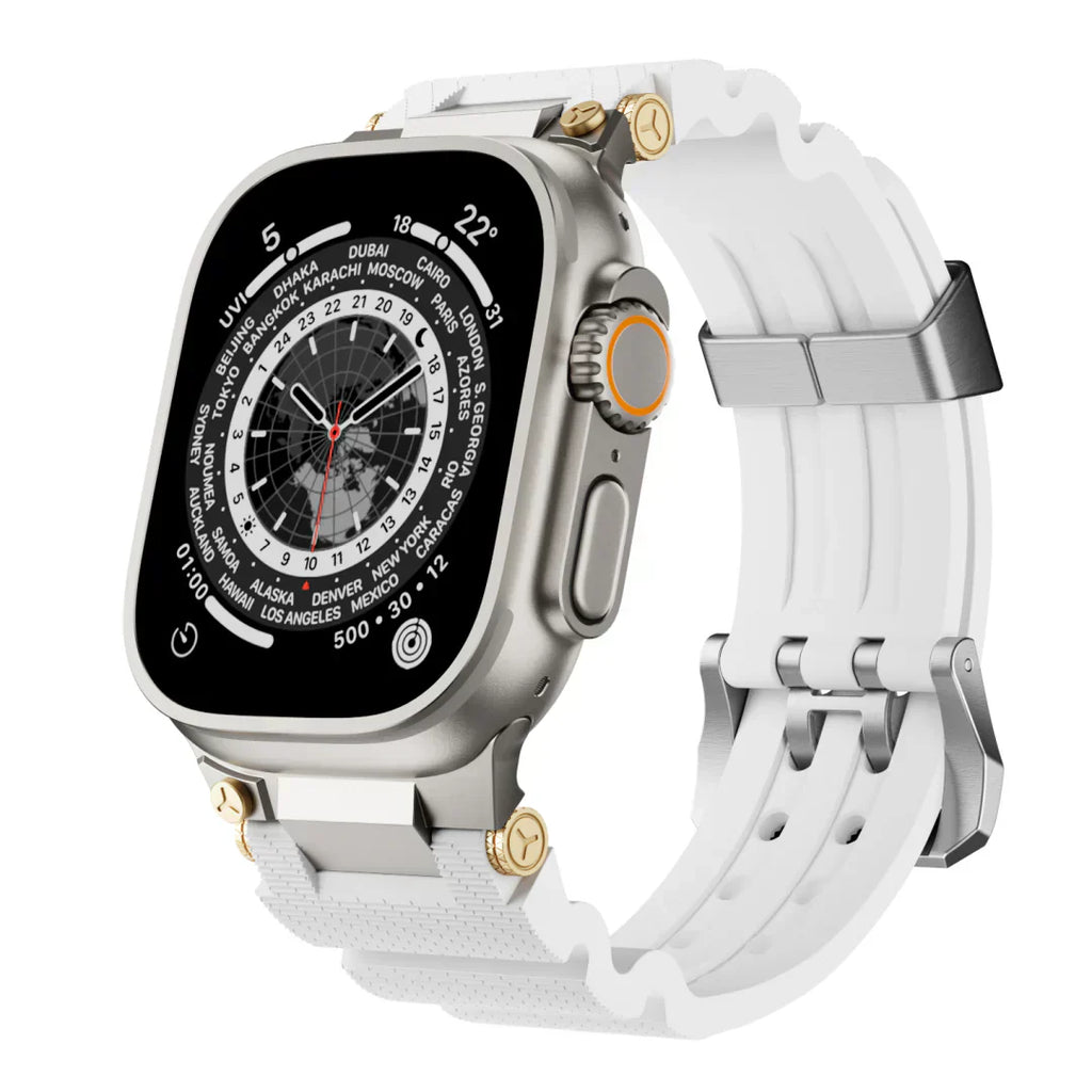 Apple Watch -ranneke, ArloGear-ventiloitu silikoniranneke teräksisellä soljella