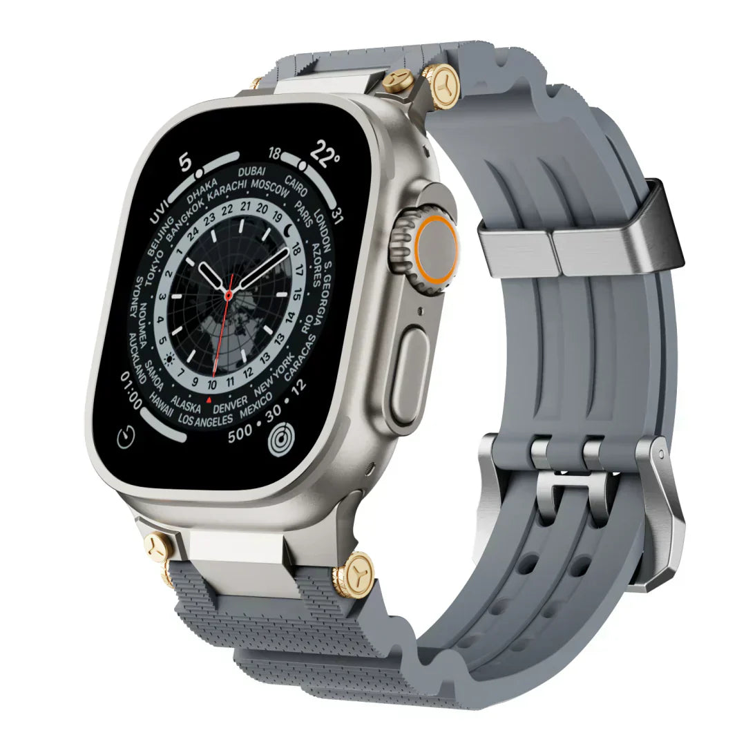 Apple Watch -ranneke, ArloGear-ventiloitu silikoniranneke teräksisellä soljella