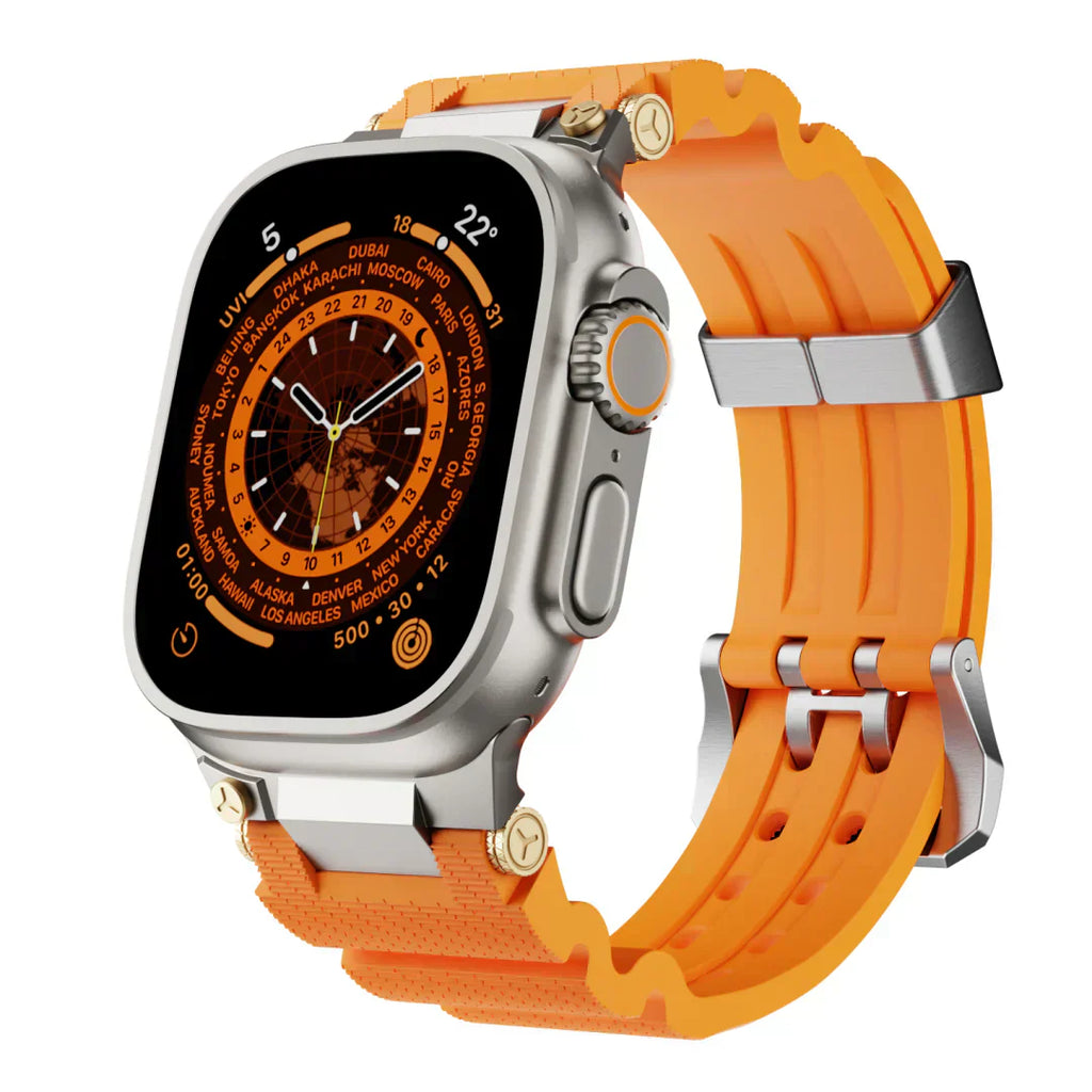 Apple Watch -ranneke, ArloGear-ventiloitu silikoniranneke teräksisellä soljella