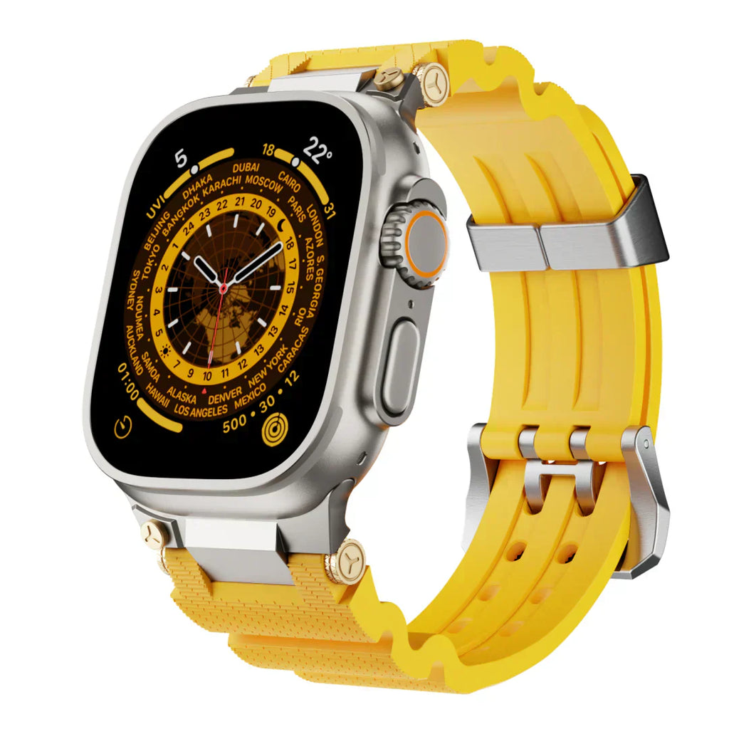 Apple Watch -ranneke, ArloGear-ventiloitu silikoniranneke teräksisellä soljella