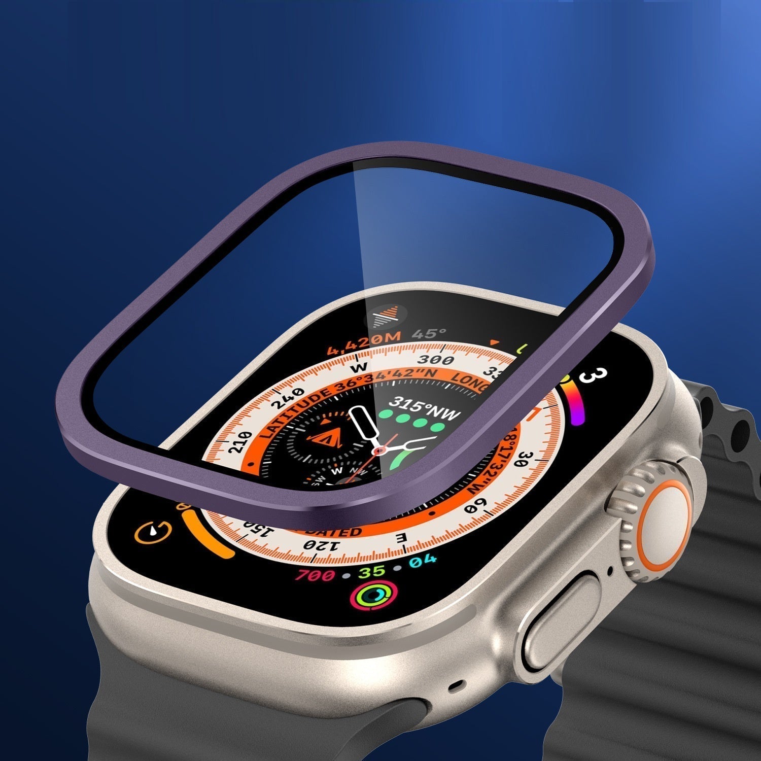 Titanium Bumper Case With Tempered Glass Screen Protector For Apple Watch Ultra 2