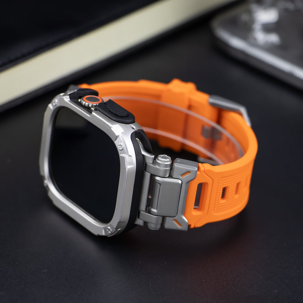 RavenTac Rugged Fluoro Rubber Band with 2-in-1 Case for Apple Watch