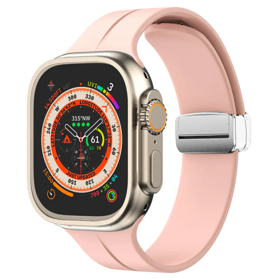 Magnetický silikonový řemínek pro Apple Watch, pásek s bezpečným zapínáním Luma