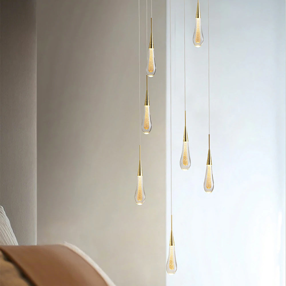Luneo DrizzleDrop Glass Droplet Pendant Light, Gold Bronze Or Chrome