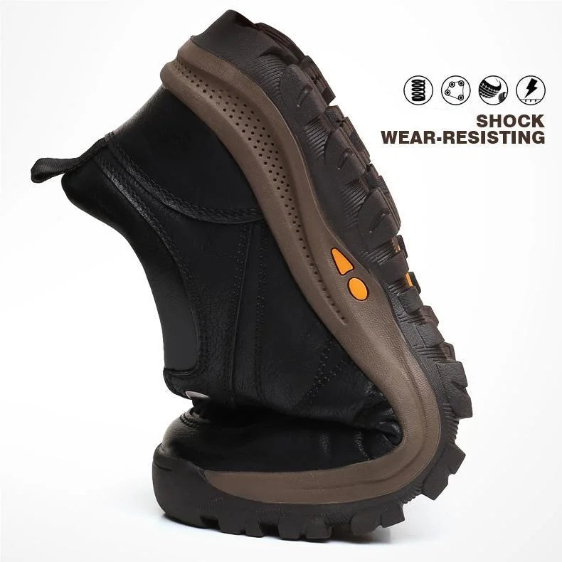 Men's Arch Support Shoes, StrideFlex Hand-Stitched Leather Slip-Ons With Cushioned Soles