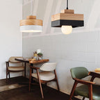 Lampada a sospensione geometrica in legno minimalista Aria bianco e nero | Fioriscas