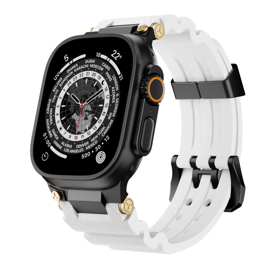 Apple Watch -ranneke, ArloGear-ventiloitu silikoniranneke teräksisellä soljella
