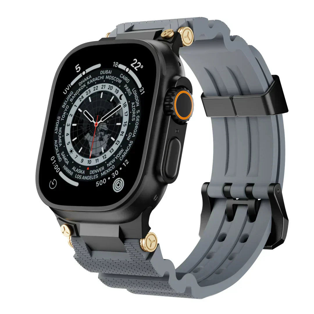 Apple Watch -ranneke, ArloGear-ventiloitu silikoniranneke teräksisellä soljella