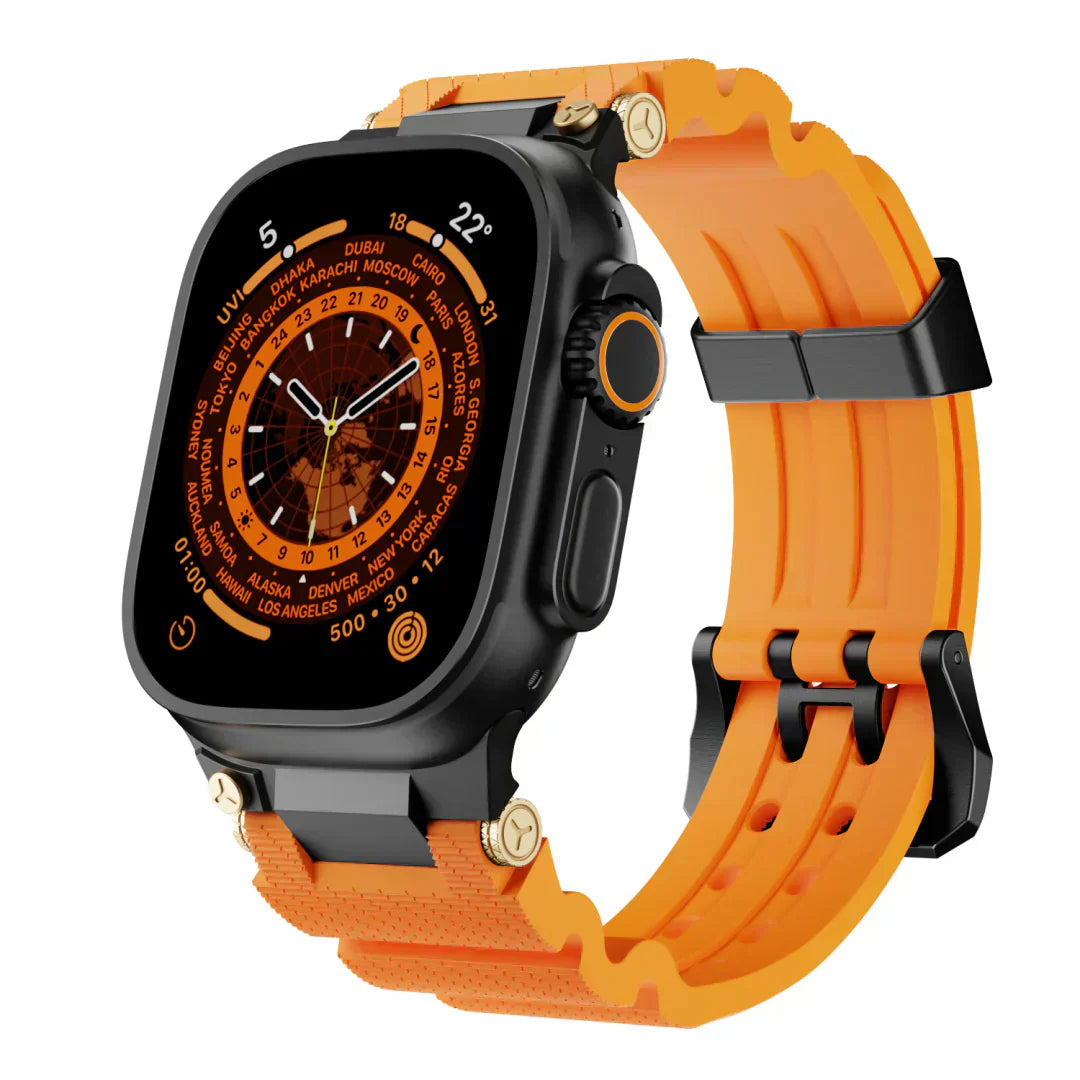 Apple Watch -ranneke, ArloGear-ventiloitu silikoniranneke teräksisellä soljella