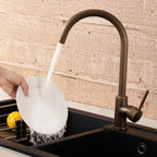 Single-Handle Kitchen Faucet in Antique Bronze, 360° High-Arc Spout