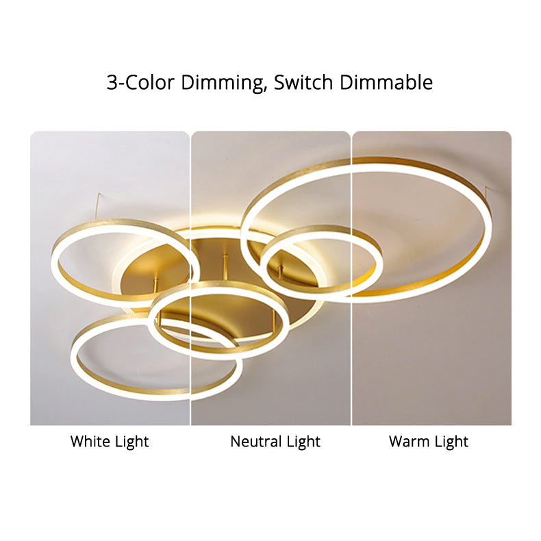 LunaRing Flydende Ring LED Loftslampe, Guld eller Hvid, Fjernbetjent Dæmpbar