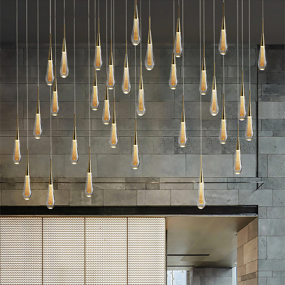 Luneo DrizzleDrop Glass Droplet Pendant Light, Gold Bronze Or Chrome