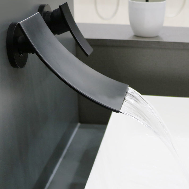 Wall-Mounted Waterfall Bathroom Faucet, Single-Lever Matte Black
