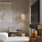 Lampada a sospensione retrò giapponese Muto, cestino in bambù, guesthouse/camera da letto | Fioriscas