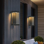 Ray Minimalistisk Rektangulær Glas Udendørs Væglampe, Sort | Fioriscas
