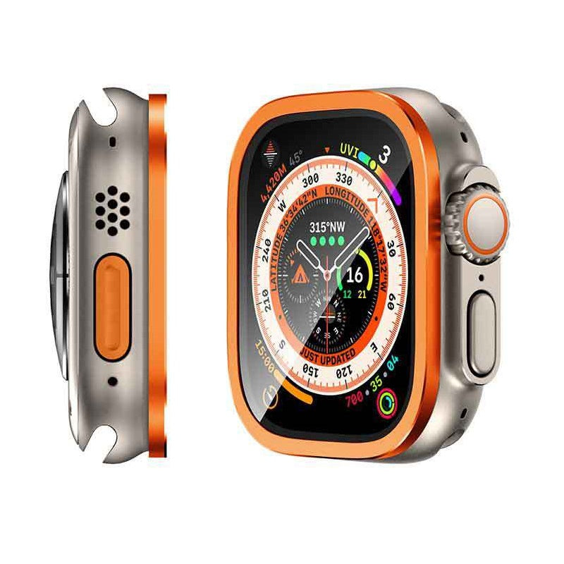 Titanium Bumper Case With Tempered Glass Screen Protector For Apple Watch Ultra 2