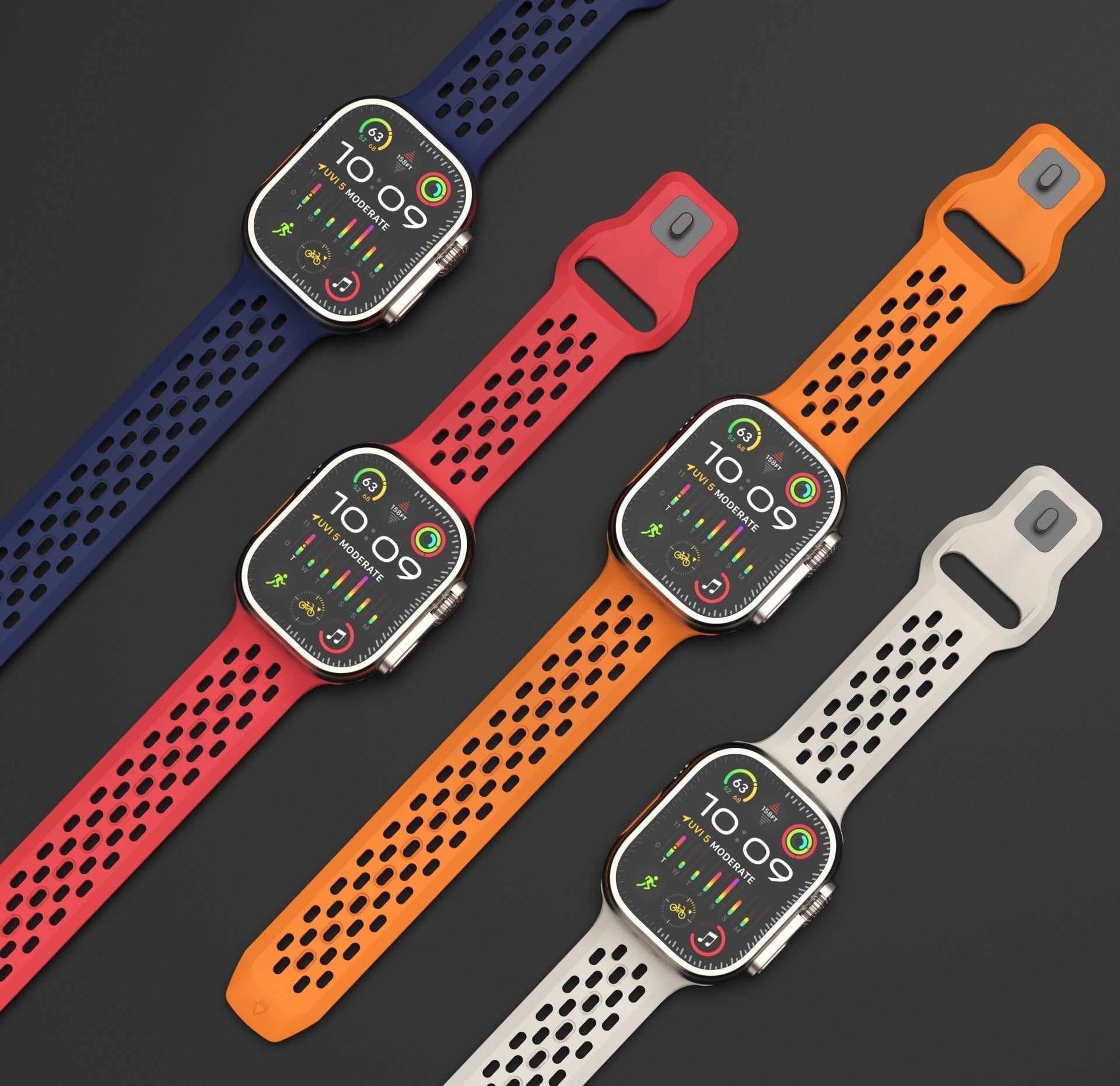 Bracelet Apple Watch, AeroFlex en caoutchouc suisse FKM respirant, ajustement sport