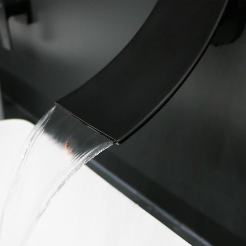 Wall-Mounted Waterfall Bathroom Faucet, Single-Lever Matte Black