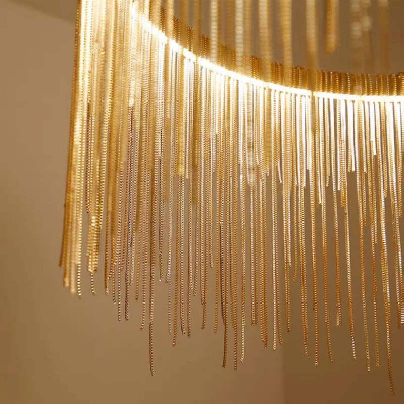 Arisha Quasten-Ketten Art Deco Pendelleuchte Silber/Gold Wohnzimmer/Flur | Fioriscas