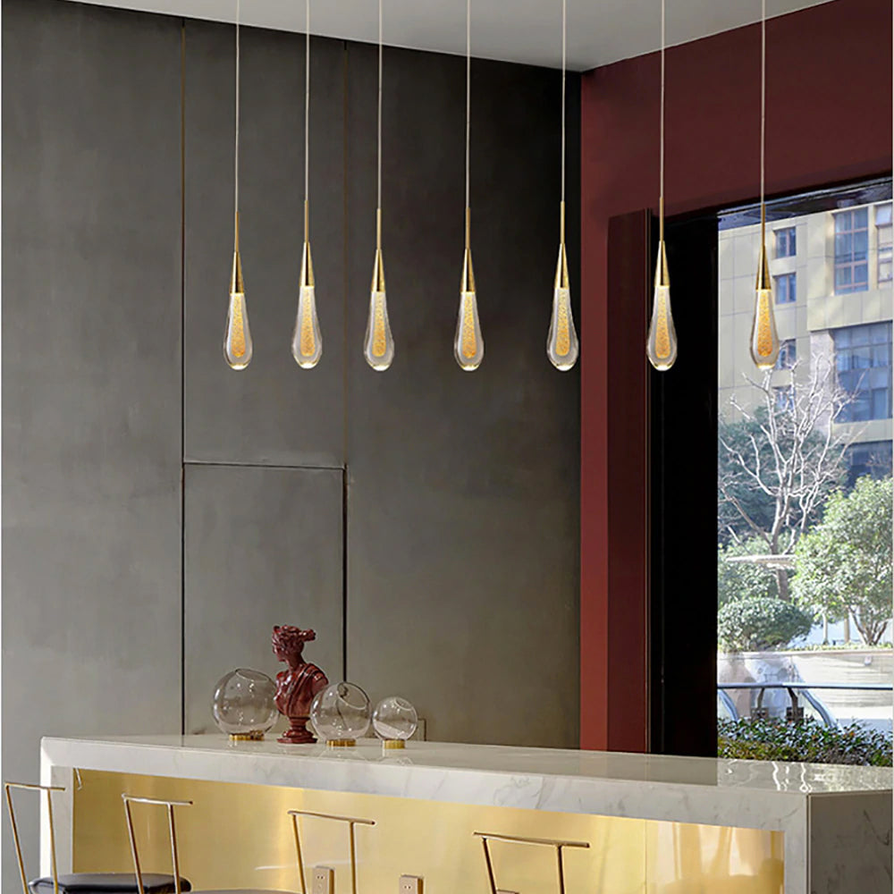 Luneo DrizzleDrop Glass Droplet Pendant Light, Gold Bronze Or Chrome