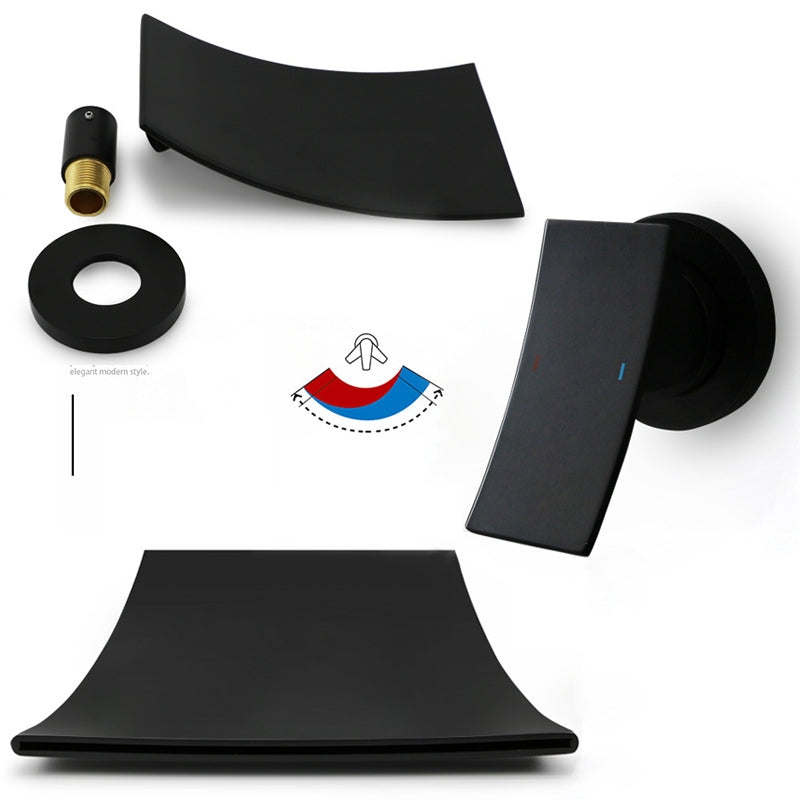 Wall-Mounted Waterfall Bathroom Faucet, Single-Lever Matte Black