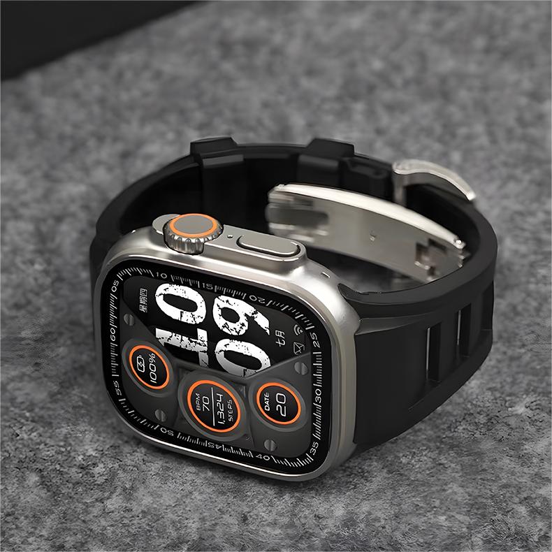 רצועת ספורט Zephra ל-Apple Watch, FKM עם אבזם כפול