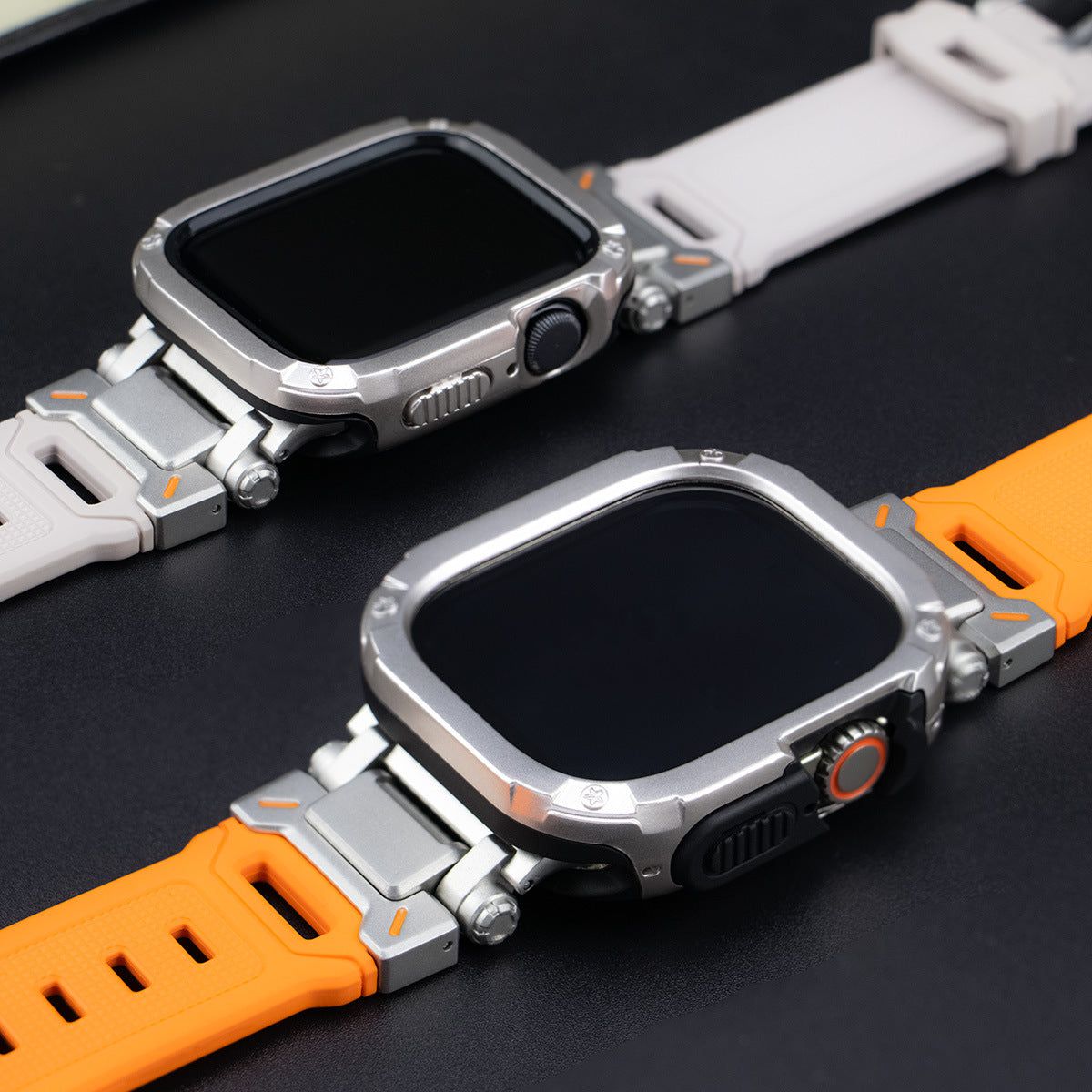 RavenTac Rugged Fluoro Rubber Band with 2-in-1 Case for Apple Watch