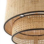 Lampada a sospensione tri-strato cilindrica in rattan/metallo Wabi Sabi Ritta, legno | Fioriscas
