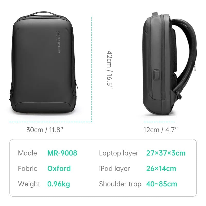 15.6 Inch Laptop Backpack, Hard Shell Front, Black or Gray Finish