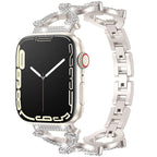 Błyszcząca bransoleta ze stali nierdzewnej z ogniwami w kształcie diamentu do Apple Watch
