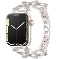 Błyszcząca bransoleta ze stali nierdzewnej z ogniwami w kształcie diamentu do Apple Watch
