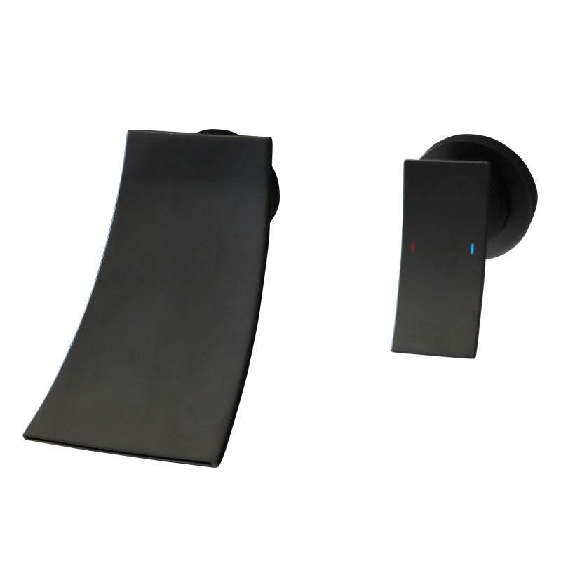 Wall-Mounted Waterfall Bathroom Faucet, Single-Lever Matte Black