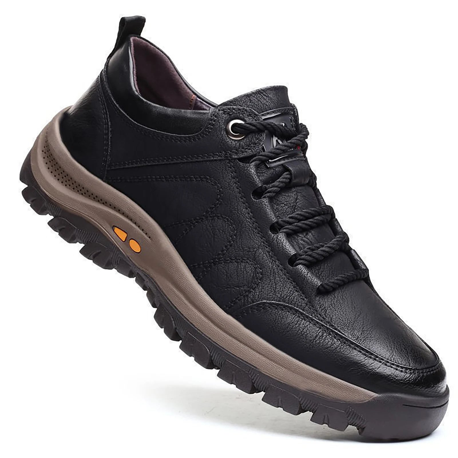 Men's Arch Support Shoes, StrideFlex Hand-Stitched Leather Slip-Ons With Cushioned Soles