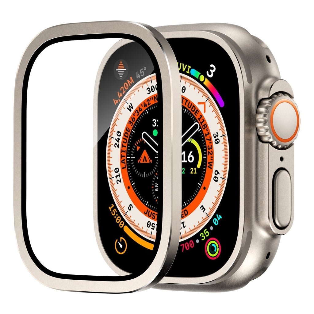 Titanium Bumper Case With Tempered Glass Screen Protector For Apple Watch Ultra 2
