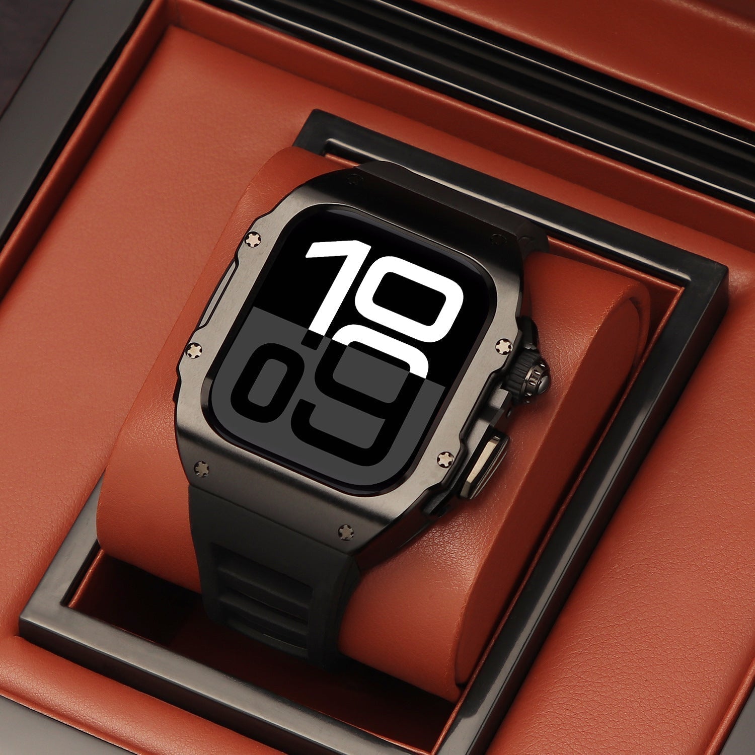 Sæt med galvaniseret urkasse og fluorelastomerrem til Apple Watch Ultra 49 mm