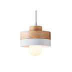 Aria Minimalist Black & White Wood Geometric Pendant Light - Neutralighting