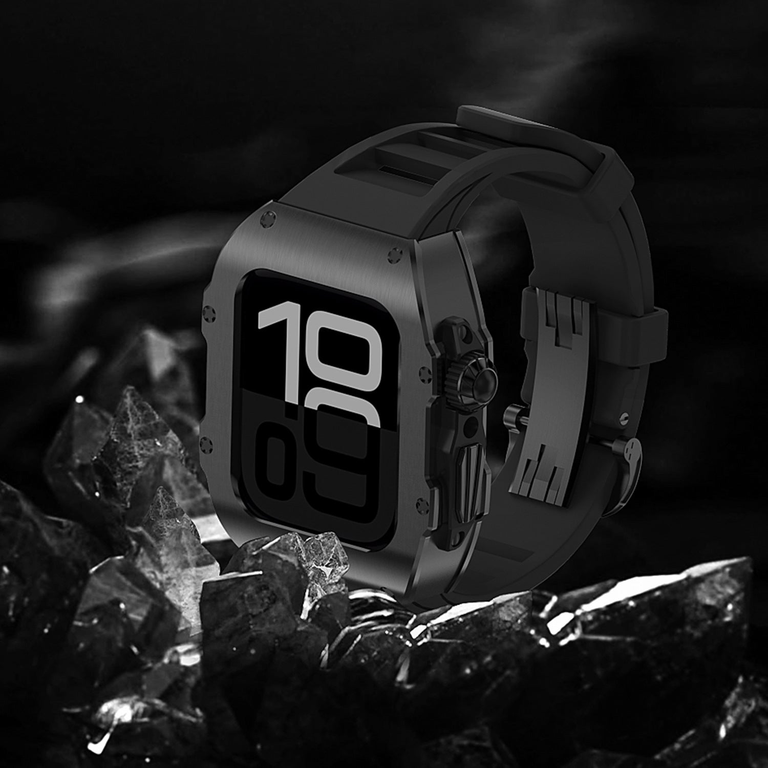 Sæt med galvaniseret urkasse og fluorelastomerrem til Apple Watch Ultra 49 mm