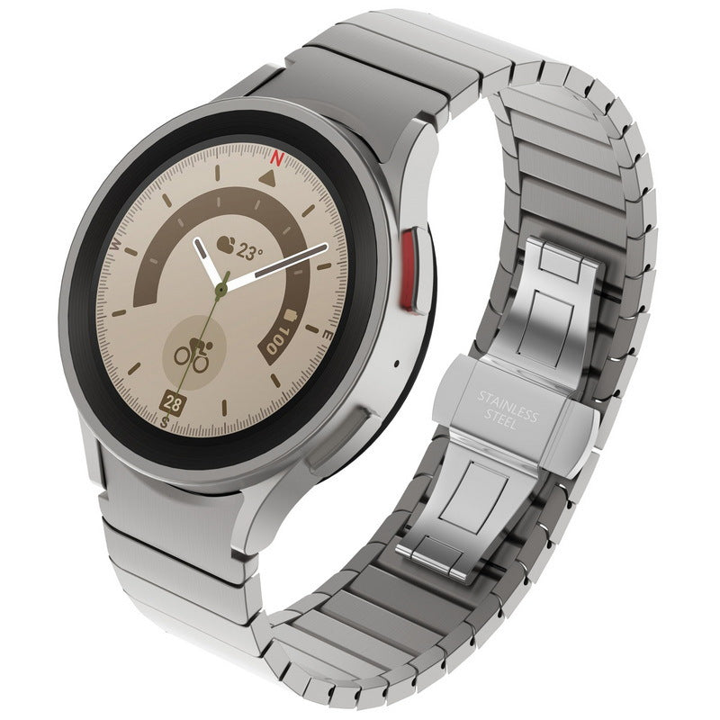 Armband i rostfritt stål med fjärilslås för Galaxy Watch 4/5/6/7 Pro