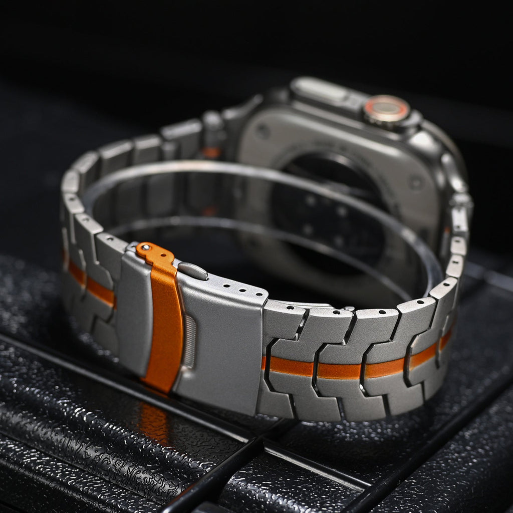 AurumForge Apple Watch Band, Stainless Steel Metal Strap With Butterfly Clasp