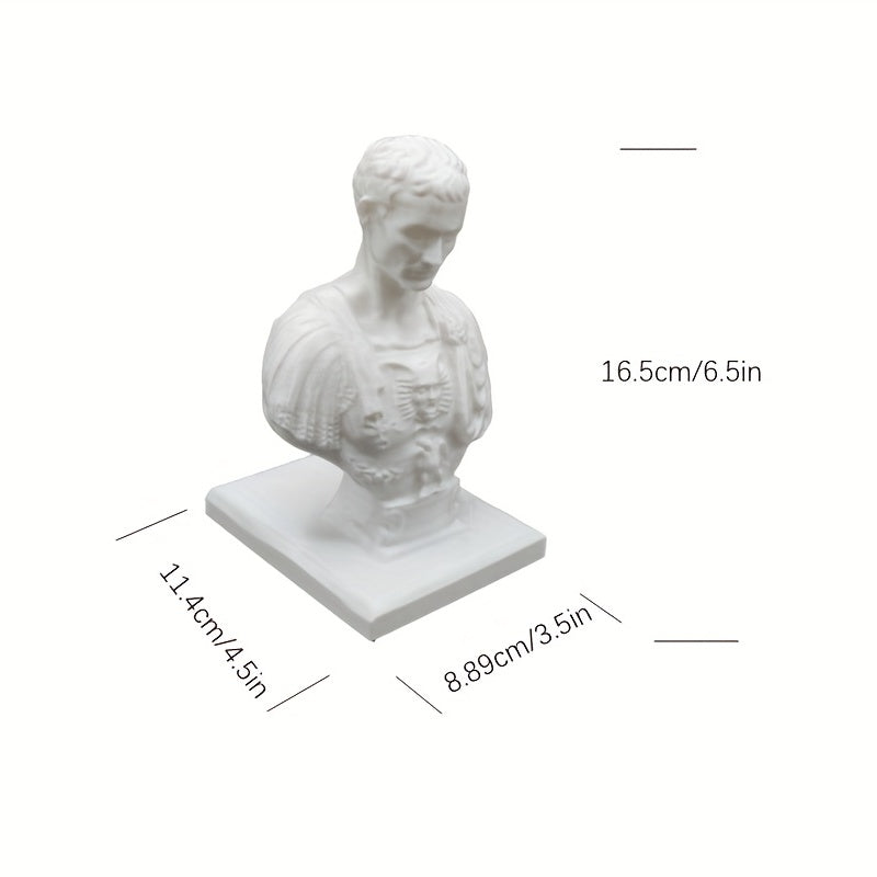 Schreibtisch-Stifthalter im Design einer Aurelius-Römerbüste, Marmor oder Weiß
