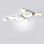 NovaLumen plafondlamp van metaal en hout, 3 tot 7 lampen, wit, grijs of groen