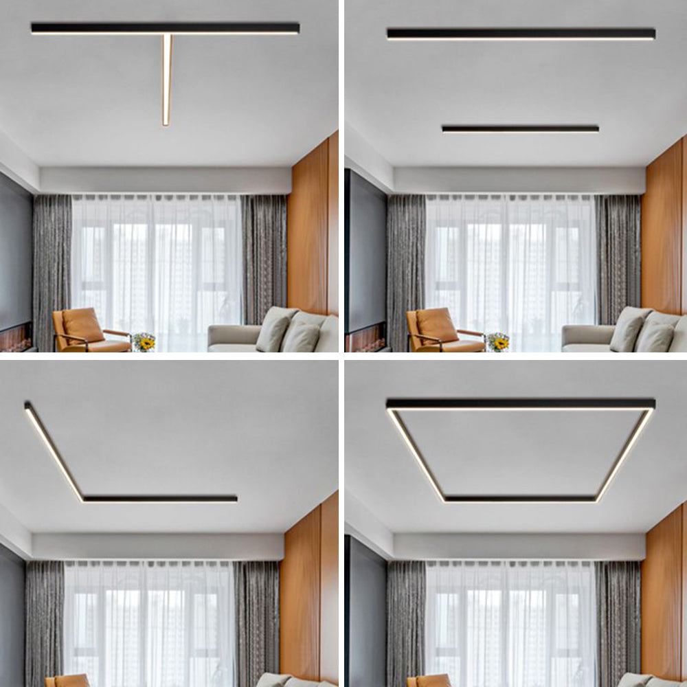 Noirline lineær LED-loftslampe, sort finish, 4 længder