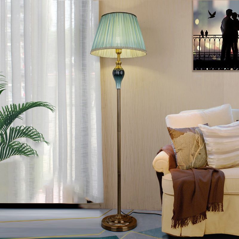Eryn Antique Floor Lamp, Multi Colors, Metal/Fabric, Bedroom - Neutralighting