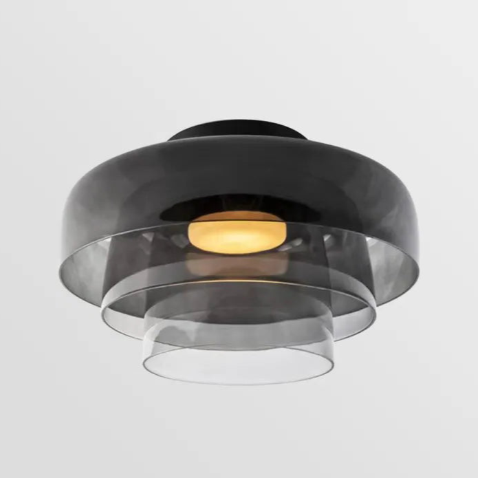 Håndlavet loftslampe i glas, Lumenweave nordisk design med flere niveauer