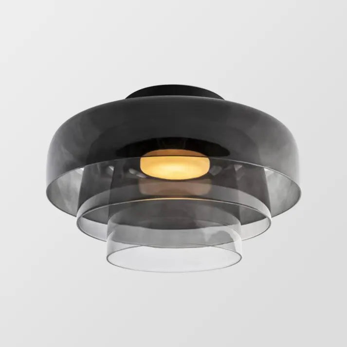 Håndlavet loftslampe i glas, Lumenweave nordisk design med flere niveauer