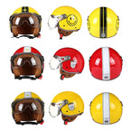 NovaStride Retro Open-Face Helmet with Bubble Visor Shield, ABS Shell