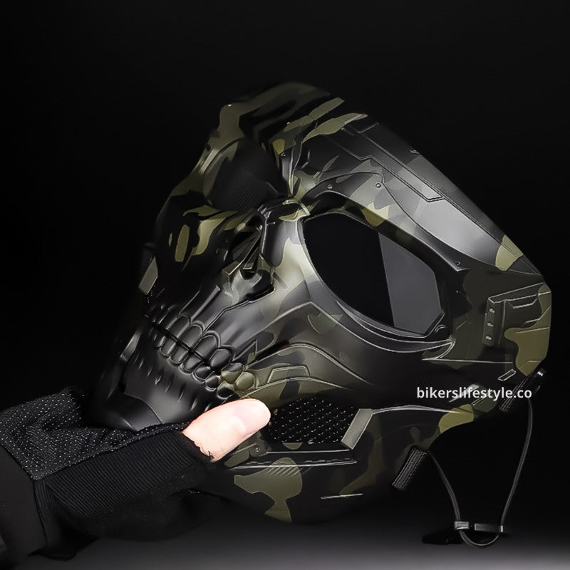 Airsoftová a paintballová maska s motivem lebky a prodyšným pěnovým polstrováním