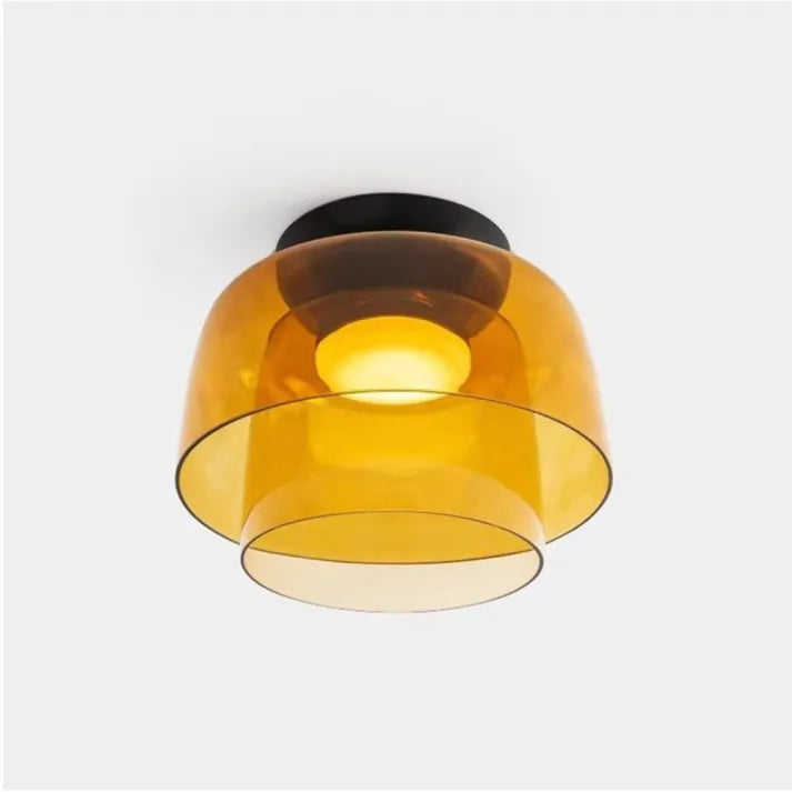 Håndlavet loftslampe i glas, Lumenweave nordisk design med flere niveauer