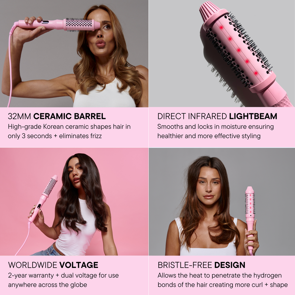 Infrared Ceramic Round Brush With LCD Display for Shine and Volume Curl | Fioriscas