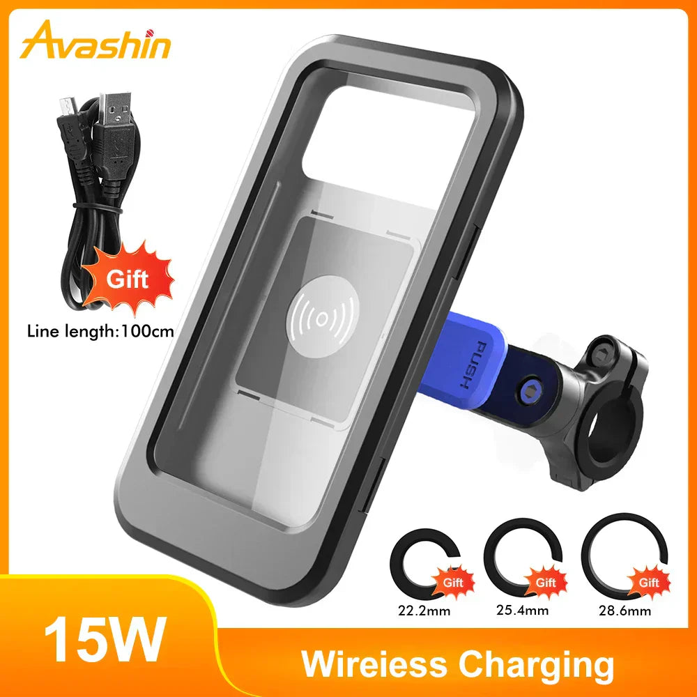 NovaTrail-fietstelefoonhouder met waterdichte hoes en draadloze powerbank van 15 W